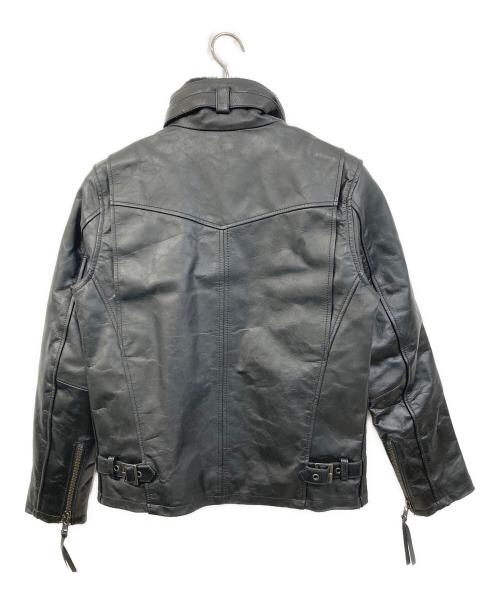 Liugoo Leathers（リューグーレザーズ）Liugoo Leathers (リューグーレザーズ) スタンドカラーレザージャケット ブラック サイズ:SIZE Mの古着・服飾アイテム