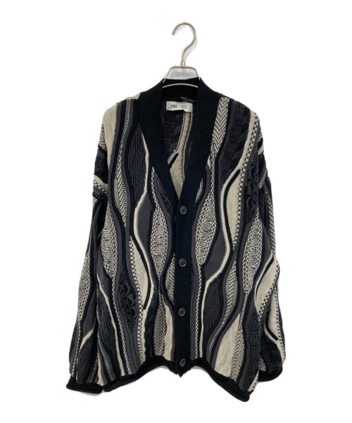 ZARA（ザラ）ZARA (ザラ) MAISON SPECIAL (メゾンスペシャル) ジャガードカーディガン ブラック サイズ:不明の古着・服飾アイテム