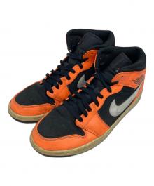 NIKE（ナイキ）の古着「ハイカットスニーカー　Air Jordan 1 Mid "Black Cone"/エアジョーダン1ミッドブラックコーン」｜オレンジ