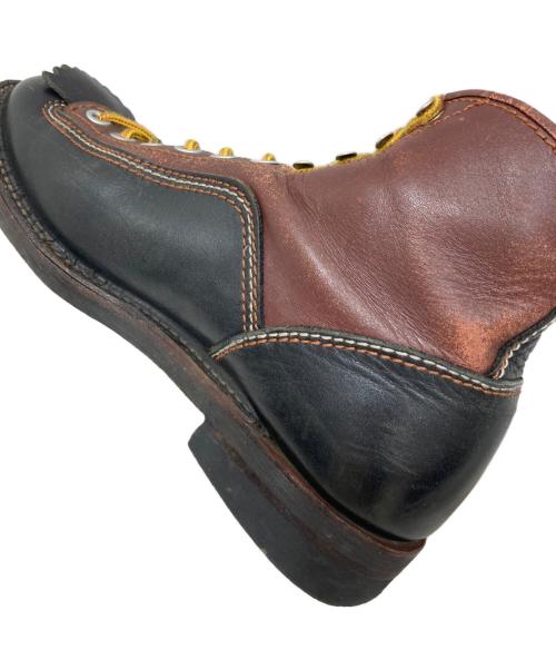 LONEWOLF（ロンウルフ）LONEWOLF (ロンウルフ) CARPENTER/カーペンター レースアップブーツ ブラック×ブラウン サイズ:SIZE 7の古着・服飾アイテム