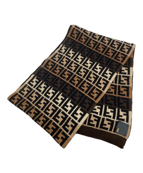 FENDI（フェンディ）FENDI (フェンディ) ウールズッカ柄マフラー ブラウンの古着・服飾アイテム