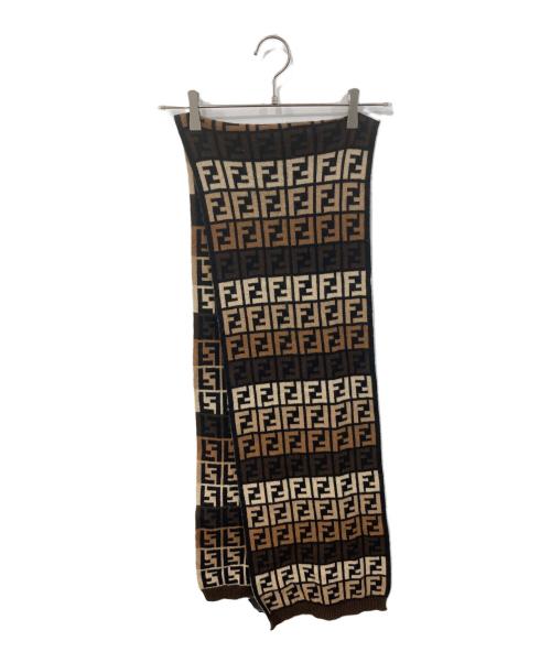 FENDI（フェンディ）FENDI (フェンディ) ウールズッカ柄マフラー ブラウンの古着・服飾アイテム