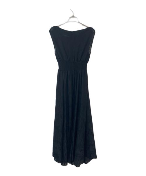 FRAY ID（フレイ アイディー）FRAY ID (フレイ アイディー) ドレープウエストシャーリングプリントワンピース ブラックの古着・服飾アイテム