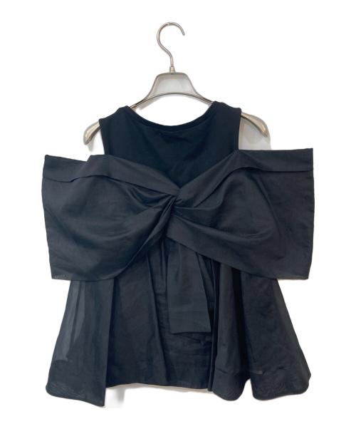 FRAY ID（フレイ アイディー）FRAY ID (フレイ アイディー) カットコンビペプラムトップス ブラック サイズ:FREEの古着・服飾アイテム