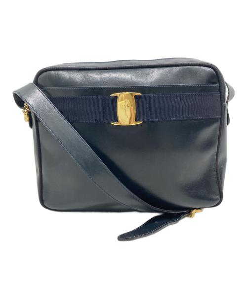 Salvatore Ferragamo（サルヴァトーレ フェラガモ）Salvatore Ferragamo (サルヴァトーレ フェラガモ) ヴァラリボンショルダーバッグ ネイビーの古着・服飾アイテム