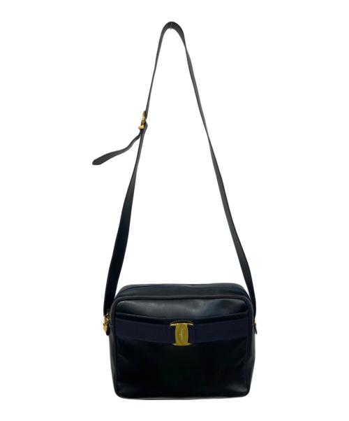 Salvatore Ferragamo（サルヴァトーレ フェラガモ）Salvatore Ferragamo (サルヴァトーレ フェラガモ) ヴァラリボンショルダーバッグ ネイビーの古着・服飾アイテム
