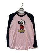 SUPREME×NUMBER (N)INEシュプリーム×ナンバーナイン）の古着「Mickey Mouse Raglan L/S Top/ミッキーマウスラグランロングスリーブトップ」｜ブラック×ピンク