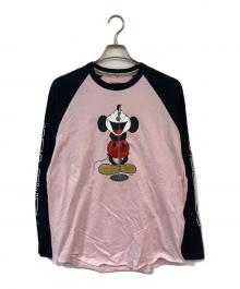 SUPREME×NUMBER (N)INE（シュプリーム×ナンバーナイン）の古着「Mickey Mouse Raglan L/S Top/ミッキーマウスラグランロングスリーブトップ」｜ブラック×ピンク