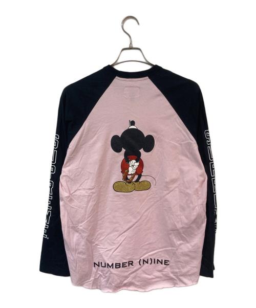 SUPREME（シュプリーム）SUPREME (シュプリーム) NUMBER (N)INE (ナンバーナイン) Mickey Mouse Raglan L/S Top/ミッキーマウスラグランロングスリーブトップ ブラック×ピンク サイズ:SIZE Mの古着・服飾アイテム