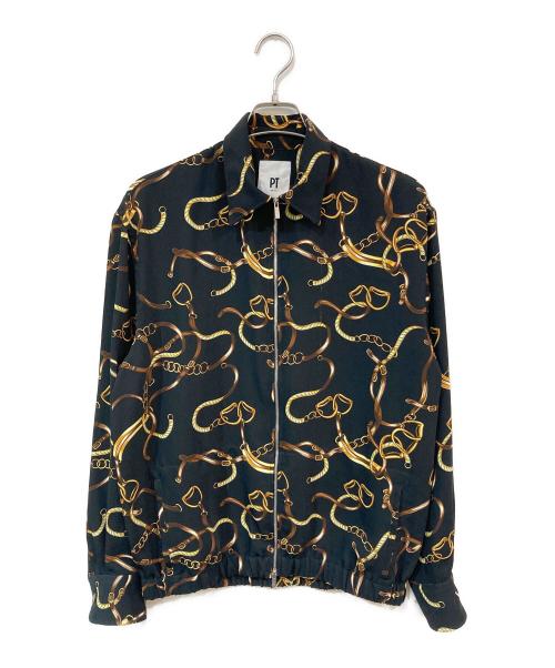 PT TORINO（ピーティートリノ）PT TORINO (ピーティートリノ) baroque pattern zip-up jacket/バロック パターン ジップアップ ジャケット ブラック サイズ:SIZE 39の古着・服飾アイテム