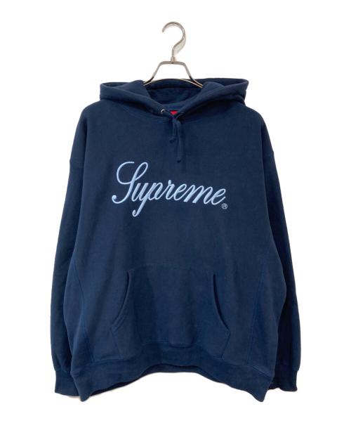 SUPREME（シュプリーム）SUPREME (シュプリーム) RAISED script hooded sweatshirt/レイズド スクリプト フーデッド スウェットシャツ ネイビー サイズ:SIZE XLの古着・服飾アイテム