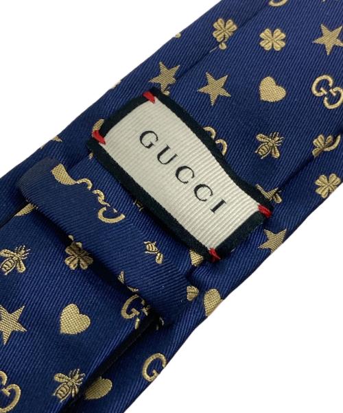 GUCCI（グッチ）GUCCI (グッチ) Beeネクタイ ネイビー サイズ:148×7ｃｍの古着・服飾アイテム