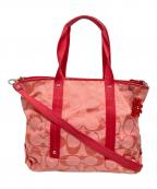 COACHコーチ）の古着「シグネチャー トートバッグ」｜ピンク