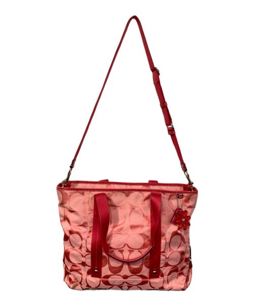 COACH（コーチ）COACH (コーチ) シグネチャー トートバッグ ピンクの古着・服飾アイテム