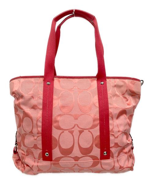 COACH（コーチ）COACH (コーチ) シグネチャー トートバッグ ピンクの古着・服飾アイテム