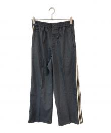 Audrey and John Wad（オードリーアンドジョンワッド）の古着「ウーステッド ライク ソリッド ストライプ ラインテープパンツ」｜グレー