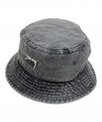 stussyステューシー）の古着「Washed Stock Bucket Hat/ウォッシュド ストック バケット ハット」｜グレー