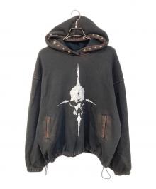 THUG CLUB（サグ クラブ）の古着「Peace Stud Hoodie/ピース スタッズ フーディー」｜ブラック