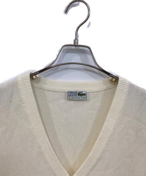 CHEMISE LACOSTE（シュミーズ ラコステ）CHEMISE LACOSTE (シュミーズ ラコステ) Vネックニット アイボリー サイズ:不明の古着・服飾アイテム