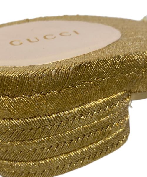 GUCCI（グッチ）GUCCI (グッチ) White lether GG Espadrille Block Heel Slide Sandals/ホワイト レザー GG エスパドリーユ ブロック ヒール スライド サンダル ゴールド サイズ:SIZE 36の古着・服飾アイテム