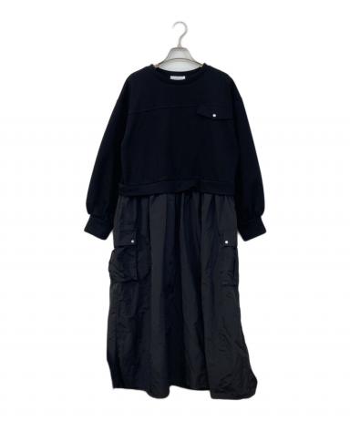 【美品】PLUS OTOHA プラスオトハ 異素材ドッキングワンピース 中古・古着通販】PLUS OTOHA (プラス オトハ) 異素材ドッキング