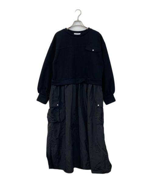 PLUS OTOHA（プラス オトハ）PLUS OTOHA (プラス オトハ) 異素材ドッキングワンピース ブラック サイズ:不明の古着・服飾アイテム
