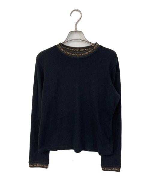 FENDI JEANS（フェンディ ジーンズ）FENDI JEANS (フェンディ ジーンズ) ネックロゴニット ブラック サイズ:44の古着・服飾アイテム