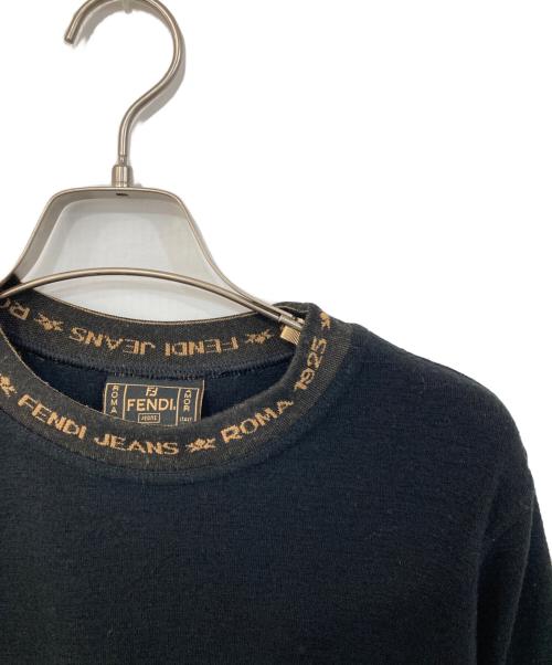 FENDI JEANS（フェンディ ジーンズ）FENDI JEANS (フェンディ ジーンズ) ネックロゴニット ブラック サイズ:44の古着・服飾アイテム