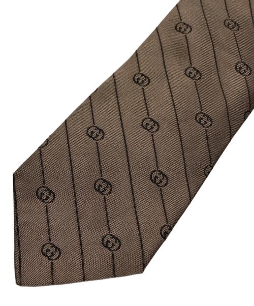 GUCCI（グッチ）GUCCI (グッチ) GGロゴ シルクネクタイ ブラウン サイズ:148×7ｃｍの古着・服飾アイテム