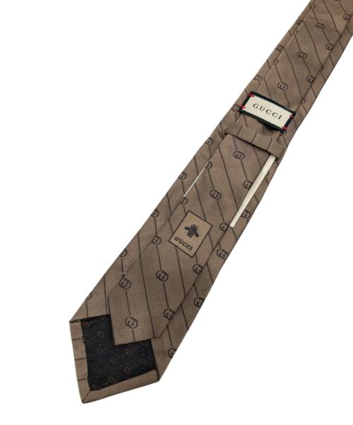 GUCCI（グッチ）GUCCI (グッチ) GGロゴ シルクネクタイ ブラウン サイズ:148×7ｃｍの古着・服飾アイテム