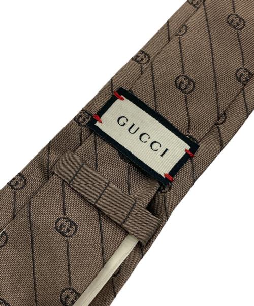GUCCI（グッチ）GUCCI (グッチ) GGロゴ シルクネクタイ ブラウン サイズ:148×7ｃｍの古着・服飾アイテム