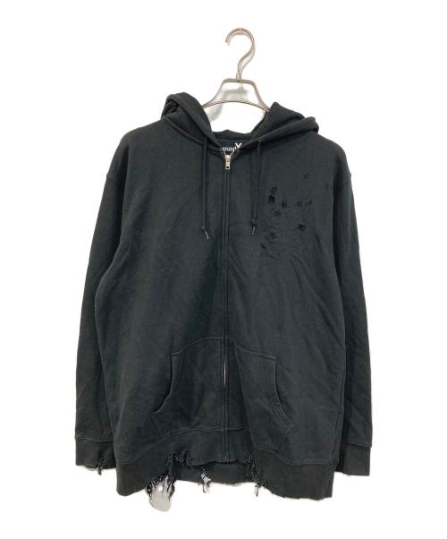 GROUND Y（グラウンドワイ）GROUND Y (グラウンドワイ) CHAINSAW MAN (チェーンソウマン) Gun devil cotton fleece hoodie ブラック サイズ:4の古着・服飾アイテム