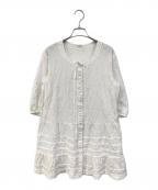 INGEBORGインゲボルグ）の古着「Cローンフラワー刺繍チュニックブラウス」｜ホワイト