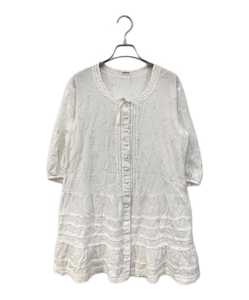 INGEBORG（インゲボルグ）INGEBORG (インゲボルグ) Cローンフラワー刺繍チュニックブラウス ホワイト サイズ:3（サイズ９号）の古着・服飾アイテム