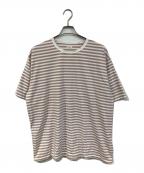 nanamicaナナミカ）の古着「Stripe Jersey Tee/ストライプ ジャージー ティー」｜ベージュ×ホワイト