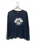 stussyステューシー）の古着「サーマルカットソー」｜ブラック