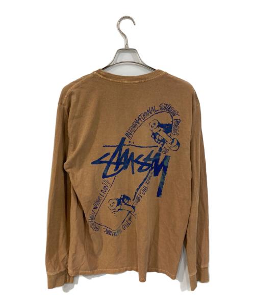 stussy（ステューシー）stussy (ステューシー) Skate Posse Pigment Dyed L/S Tee ブラウン サイズ:SIZE Lの古着・服飾アイテム