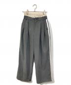 MAISON SPECIALメゾンスペシャル）の古着「レイヤードダブルウエストサイドラインパンツ」｜グレー
