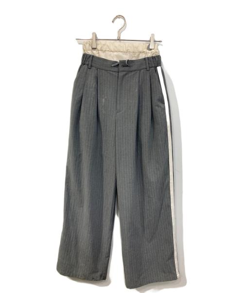 MAISON SPECIAL（メゾンスペシャル）MAISON SPECIAL (メゾンスペシャル) レイヤードダブルウエストサイドラインパンツ グレー サイズ:38の古着・服飾アイテム