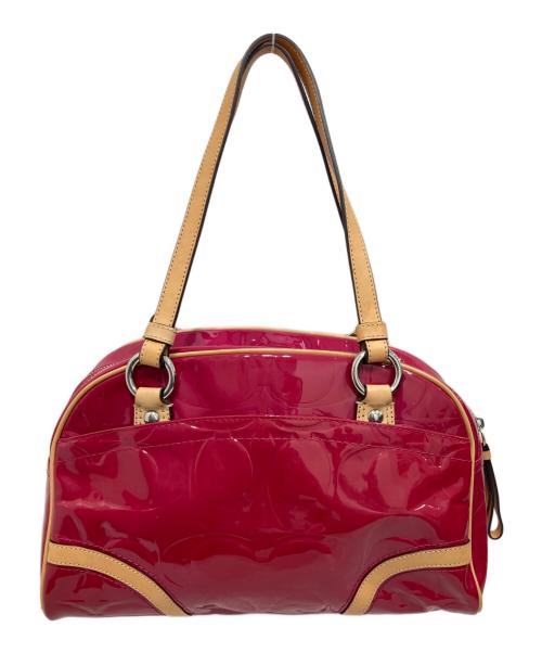 COACH（コーチ）COACH (コーチ) シグネチャー ミニボストンバッグ レッドの古着・服飾アイテム