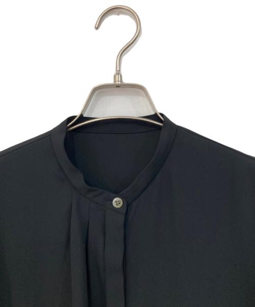 icB（アイシービー）icB (アイシービー) BackSatinAmunzen/バックサテンアムンゼン  5分袖ラッフルデザインブラウス ブラック サイズ:SIZE Sの古着・服飾アイテム