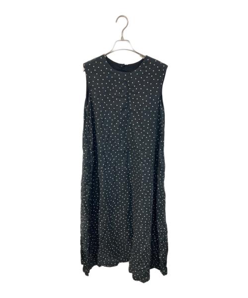KAGURE（カグレ）KAGURE (カグレ) リネンノースリーブドットワンピース ブラック サイズ:FREEの古着・服飾アイテム