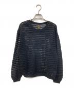 BATONERバトナ―）の古着「WATERMARK COTTON SILK CREW NECK　ウォーターマーク コットン シルク クルーネック」｜ブラック