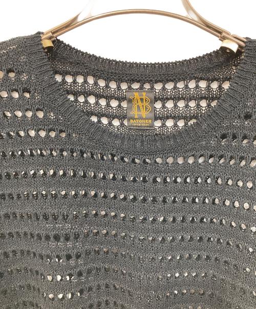 BATONER（バトナ―）BATONER (バトナ―) WATERMARK COTTON SILK CREW NECK　ウォーターマーク コットン シルク クルーネック ブラック サイズ:1の古着・服飾アイテム