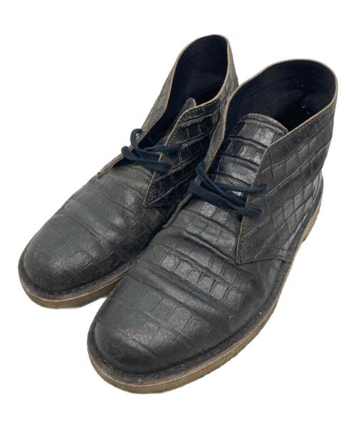 CLANKS（クラークス）CLANKS (クラークス) クロコ型押しDESERT BOOT ブラック サイズ:25.5cmの古着・服飾アイテム
