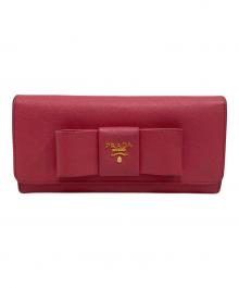 PRADA（プラダ）の古着「カードケース付きサフィアーノレザー長財布」｜ピンク