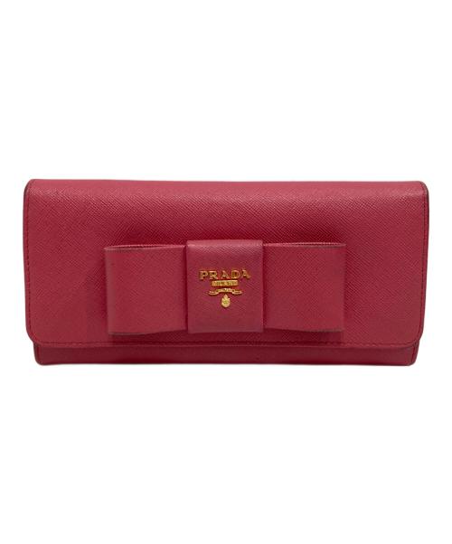 PRADA（プラダ）PRADA (プラダ) カードケース付きサフィアーノレザー長財布 ピンクの古着・服飾アイテム