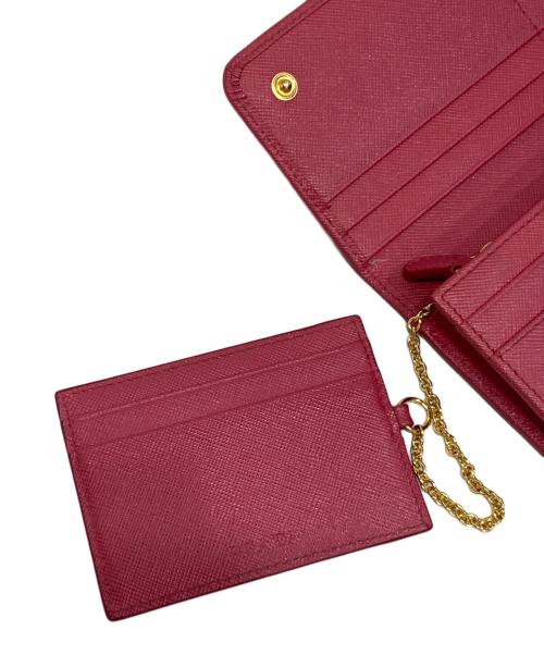 PRADA（プラダ）PRADA (プラダ) カードケース付きサフィアーノレザー長財布 ピンクの古着・服飾アイテム