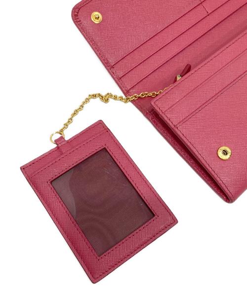 PRADA（プラダ）PRADA (プラダ) カードケース付きサフィアーノレザー長財布 ピンクの古着・服飾アイテム