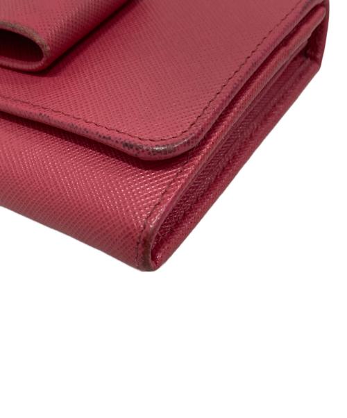 PRADA（プラダ）PRADA (プラダ) カードケース付きサフィアーノレザー長財布 ピンクの古着・服飾アイテム